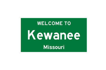 Kewanee, Missouri, USA. City limit sign on transparent background. 