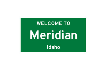 Meridian, Idaho, USA. City limit sign on transparent background. 