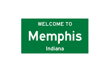 Memphis, Indiana, USA. City limit sign on transparent background. 