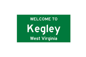 Kegley, West Virginia, USA. City limit sign on transparent background. 