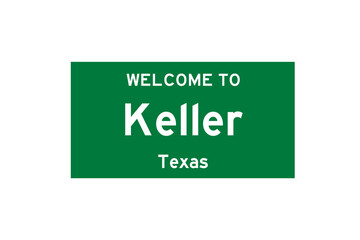 Keller, Texas, USA. City limit sign on transparent background. 