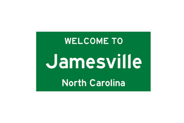 Jamesville, North Carolina, USA. City limit sign on transparent background. 