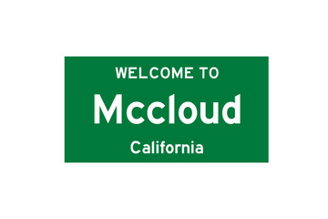 Mccloud, California, USA. City limit sign on transparent background. 