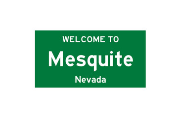 Mesquite, Nevada, USA. City limit sign on transparent background. 