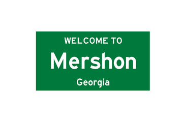 Mershon, Georgia, USA. City limit sign on transparent background. 