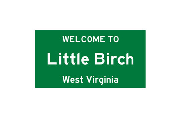 Little Birch, West Virginia, USA. City limit sign on transparent background. 