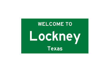 Lockney, Texas, USA. City limit sign on transparent background. 