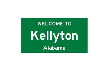 Kellyton, Alabama, USA. City limit sign on transparent background. 