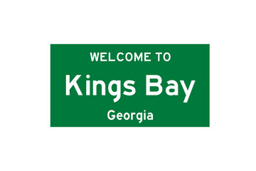 Kings Bay, Georgia, USA. City limit sign on transparent background. 