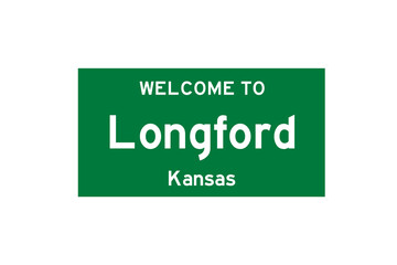 Longford, Kansas, USA. City limit sign on transparent background. 