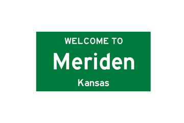 Meriden, Kansas, USA. City limit sign on transparent background. 