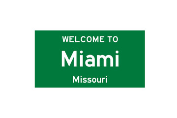 Miami, Missouri, USA. City limit sign on transparent background. 
