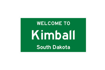 Kimball, South Dakota, USA. City limit sign on transparent background. 