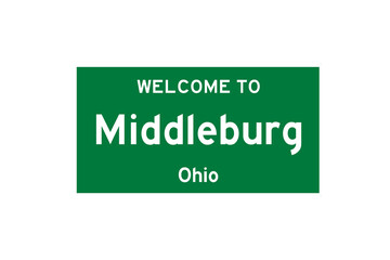 Middleburg, Ohio, USA. City limit sign on transparent background. 