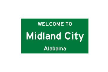 Midland City, Alabama, USA. City limit sign on transparent background. 
