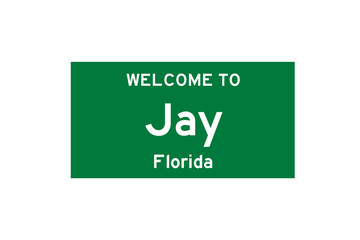 Jay, Florida, USA. City limit sign on transparent background. 