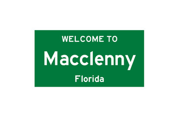 Macclenny, Florida, USA. City limit sign on transparent background. 