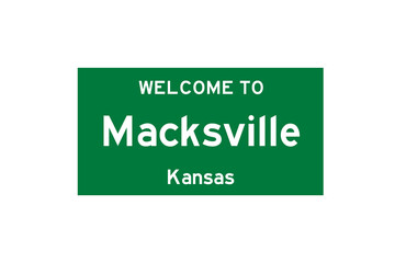 Macksville, Kansas, USA. City limit sign on transparent background. 