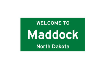 Maddock, North Dakota, USA. City limit sign on transparent background. 