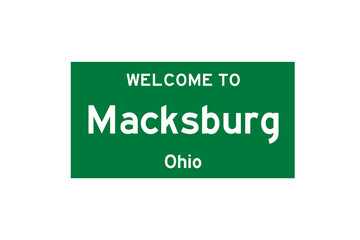 Macksburg, Ohio, USA. City limit sign on transparent background. 