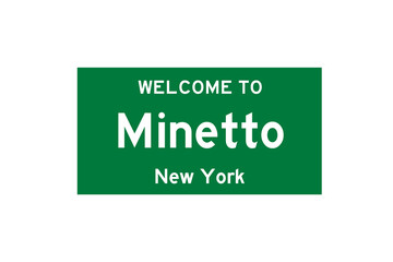 Minetto, New York, USA. City limit sign on transparent background. 