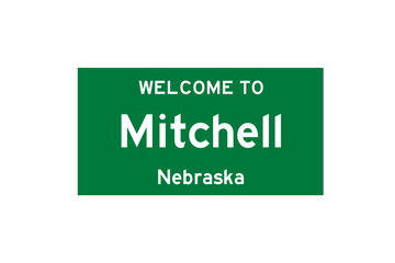 Mitchell, Nebraska, USA. City limit sign on transparent background. 