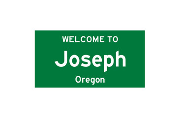 Joseph, Oregon, USA. City limit sign on transparent background. 