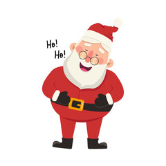 Funny vector Santa Claus laughs out loud. Vector graphic.	