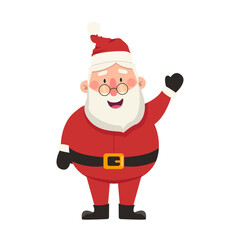 Funny vector Santa Claus waving his hand in a friendly manner. Vector graphic.	