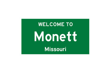 Monett, Missouri, USA. City limit sign on transparent background. 