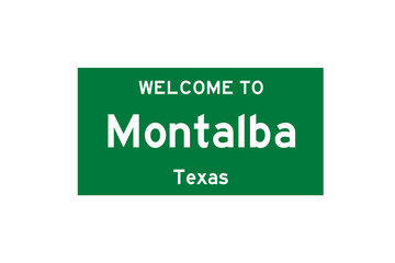 Montalba, Texas, USA. City limit sign on transparent background. 