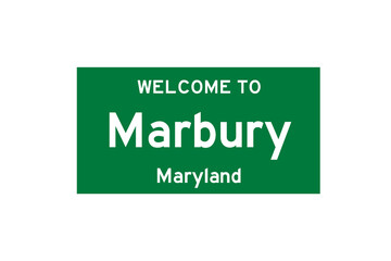 Marbury, Maryland, USA. City limit sign on transparent background. 