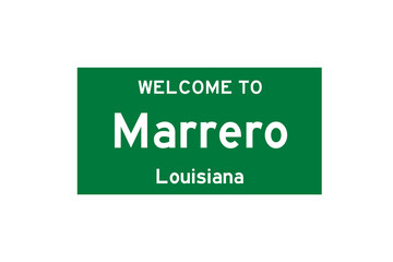 Marrero, Louisiana, USA. City limit sign on transparent background. 