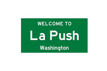 La Push, Washington, USA. City limit sign on transparent background. 