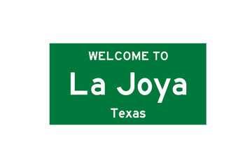La Joya, Texas, USA. City limit sign on transparent background. 