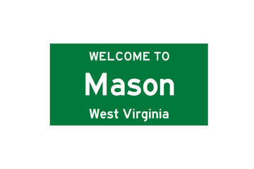 Mason, West Virginia, USA. City limit sign on transparent background. 