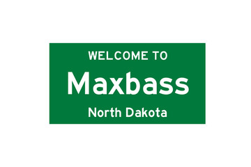 Maxbass, North Dakota, USA. City limit sign on transparent background. 