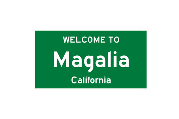 Magalia, California, USA. City limit sign on transparent background. 
