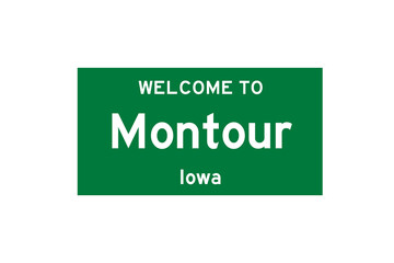 Montour, Iowa, USA. City limit sign on transparent background. 