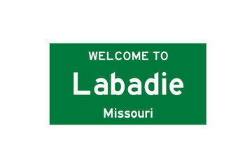 Labadie, Missouri, USA. City limit sign on transparent background. 