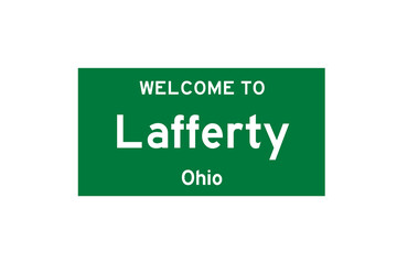 Lafferty, Ohio, USA. City limit sign on transparent background. 