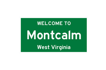 Montcalm, West Virginia, USA. City limit sign on transparent background. 