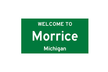 Morrice, Michigan, USA. City limit sign on transparent background. 
