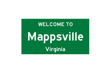 Mappsville, Virginia, USA. City limit sign on transparent background. 