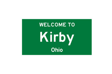 Kirby, Ohio, USA. City limit sign on transparent background. 