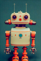 Cute little retro robot illustration
