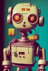 Cute little retro robot illustration