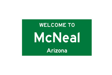 McNeal, Arizona, USA. City limit sign on transparent background. 