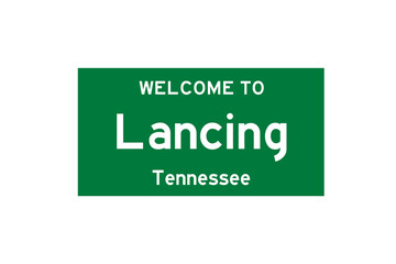 Lancing, Tennessee, USA. City limit sign on transparent background. 