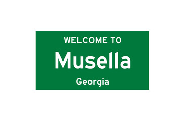 Musella, Georgia, USA. City limit sign on transparent background. 